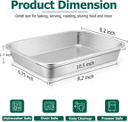 TeamFar Lasagna Pan, 10.6 x 8.3 x 1.7inch Stainless Steel Rectangular Cake Brownie Pan Casserole Baking Dish, Compact for Toaster Oven, Non Toxic & Healthy, Brushed Finish & Easy Clean-Dishwasher Safe