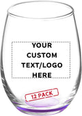 Custom Stemless Wine Glasses by ARC 5.5 oz. Set of 12, Personalized Bulk Pack - Perfect for Hotel, Bar, Restaurant or Lounge - Purple