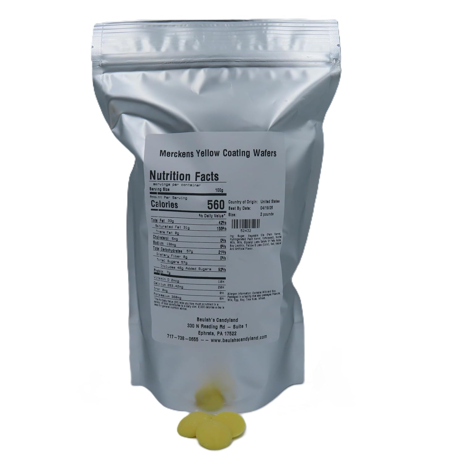 MERCKENS Coating Wafers, Yellow Melting Chocolate, 2 Pound Package