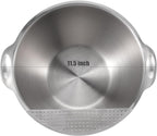 18/10 Stainless Steel Rice Strainer Washer Bowl Versatile Good Grips Colander Tiltable Side Drainers for Washing Cleaning Rinsing Fruits, Vegetables, and Beans - Non-slip Silicone Bottom