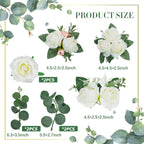 Taiyin 9 Pcs Flower Cake Topper Boho Cake Decorations Eucalyptus Flowers Floral Decorations for Women Wedding Birthday Party Anniversary(White)