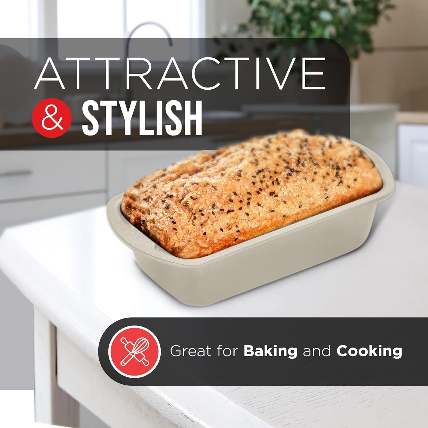Nonstick Loaf Pan Set Pack of 4, Carbon Steel 11" Large Baking Bread Pan, Oven Safe Up to 450°F, PFOA, PFOS, PTFE Free, Space Saving Stackable Design, Stain Resistant, Dishwasher Friendly,White Marble