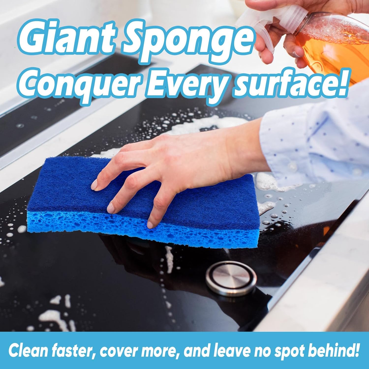 AIDEA XL Scrub Sponges Non-Scratch 6Count, Extra Large Sponges Kitchen, Sponge for Dishes, Cleans Fast Without Scratching Safe for Non-Stick Cookware, Cleaning Power for Kitchen, House