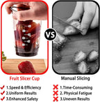NOVANO Fruit & Onion Cutter Vegetable Chopper Cup, Detachable Fruit Cutter Slicer with Push Plate,Cut fruits and vegetables evenly into cubes,Slicing Gadget for Easy Food Prep Home Use