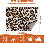 Brown Leopard Dish Drying Mat for Kitchen Counter Microfiber Absorbent Dish Kitchen Drying Mat Draining Reusable Washable for Dishes/Utensils/Counterto