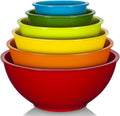 YIHONG 6 Piece Plastic Mixing Bowls Set, Colorful Serving Bowl for Kitchen, Ideal for Baking, Prepping and Cooking,Nesting Design for Space Saving Storage, Rainbow