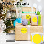 starboling Thermal Labels,2 Inch Yellow Round Thermal Printer Stickers,Self-Adhesive Round Direct Thermal Labels,Thermal Stickers for DIY Logo Design,Name Tag (500/Roll）