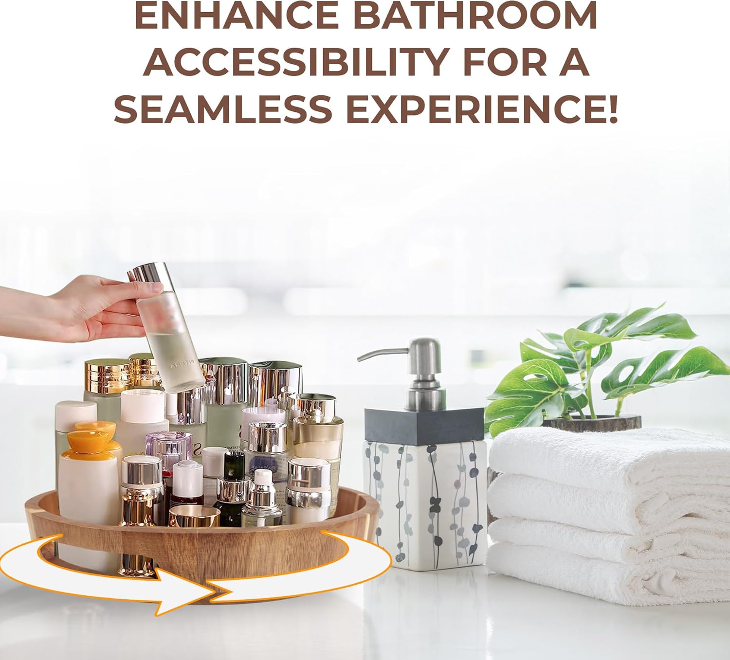 Lazy Susan Turntable Organizer 12 inch - Acacia Wooden Lazy Susan for Table Top, Countertop, Dining Table, Pantry - Kitchen Cabinet Organizer