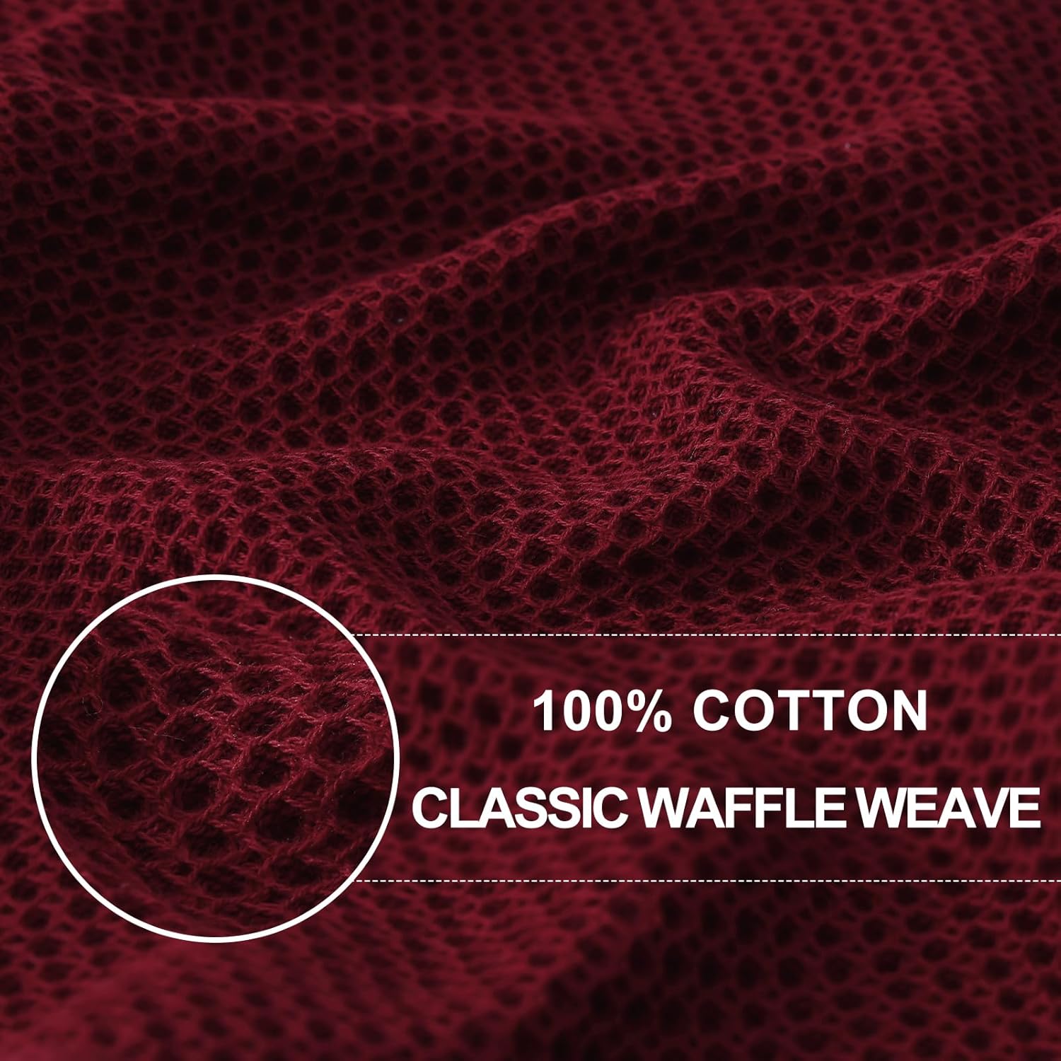 Homaxy 100% Cotton Waffle Weave Kitchen Dish Towels, Ultra Soft Absorbent Quick Drying Cleaning Towel, 13 x 28 Inches, 6-Pack, Burgundy