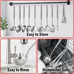 Newness 304 Stainless Steel Spaghetti Server and Spaghetti Tong, [Rustproof, Integral Forming, Durable] Pasta Spoon with Teeth with Vacuum Ergonomic Handle, Comfortable Grip Design Pasta Server