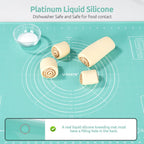 U-Taste 28"x20" Large Pastry Mat: Food-Grade Liquid Silicone Dough Rolling Baking Sheet, Non-Stick Non-Slip for Kneading, Making Pizza, Fondant, Pie with Clear Measurement and Raised Edges (Aqua Sky)