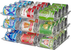 Can Organizer For Pantry, Adjustable Height And Width Canned Goods Organizer, Roller Soup Can Organizer Holds Up to 36 Cans for Kitchen Cabinet or Refrigerator(CLear 3 Tier)