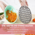Cheese Grater Citrus Lemon Zester with Food Storage Container & Lid - Perfect For Hard Parmesan Or Soft Cheddar Cheeses, Ginger, Vegetables, Butter, Chocolate & Nutmeg (Green)