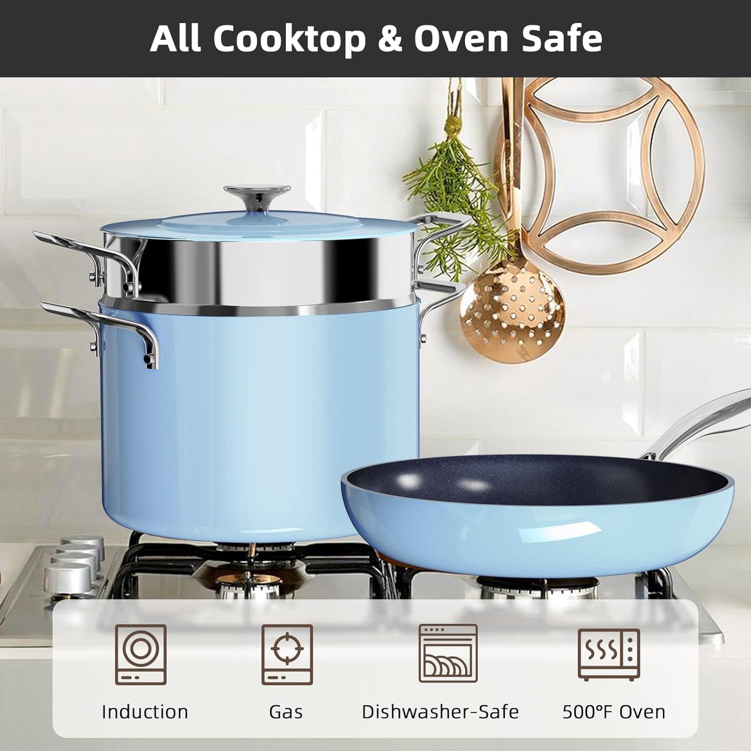 Nuwave Lux 13pc Forged Lightweight Cookware Set PFAS Free, Healthy G10 Duralon Ceramic Coating, Ultra Non-Stick, Stay-Cool Handles, Works on All Cooktops & Induction Ready