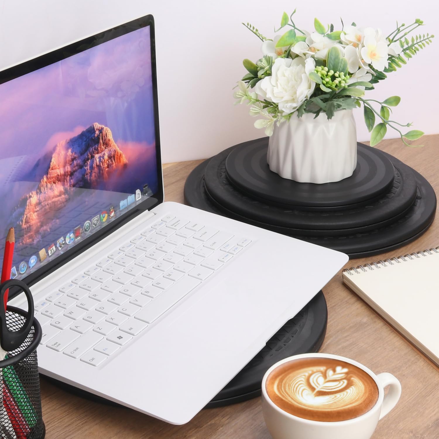 6 Pack 12 Inch Lazy Susan Turntable, Heavy Duty Lazy Susan Turntable Organizer, Premium 12 Inch Rotating Swivel Stand for Table Top, Kitchen, and More