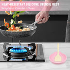 Silicone Spoon Rest for Stove Top - BPA-Free, Heat-Resistant Spoon Holder - Spoon Rest for Kitchen Counter - Large Cooking Utensil Rest for Spoons, Spatulas, Ladles or Tongs - Pink