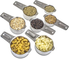 Set of 7 Heavy Duty Measuring Cups, 18/8 Stainless Steel with Ring Connector, Silver