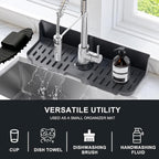 Kitchen Sink Splash Guard，Sink Draining Pad Behind Faucet，Faucet Mat for Kitchen Sink，Comes with a Silicone Brush for Cleaning Drying Mat for Countertop Protect