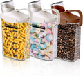 3 Pack Airtight Food Storage Containers Cereal & Dry Food Storage Container Set with Handles and Lids Clear Plastic Containers for Kitchen Cabinet Pantry Organization, 5.51LBS Rice Dispenser, Bpa Free