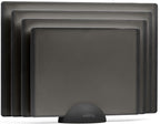 SMIRLY Plastic Cutting Board Set with Holder 4 Pieces, Non-Slip Dishwasher Safe Chopping Boards for Kitchen, Dark Grey