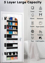 2 Pack Over The Door Storage Organizer with 5 Pockets 10 Mesh Side Pockets, 44 lbs Weight Capacity Door Hanging Organizers and Storage for Bedroom,Bathroom,Nursery,Pantry,Dorm(Black)