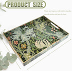 Spsyrine Serving Tray with Handles, Plastic Decorative Tray for Coffee Table, Living Room, Home Decor, Golden Lily