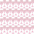 Plastic Wine Glasses，Plastic Goblets Vintage Style Cordial Drinking Glasses for Wedding Reception, Grand Event Party Supplies (100, Pink)