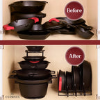 Cuisinel Pots and Pans Organizer Rack - 60 to 100-LBS Capacity Extremely Heavy Duty - 8mm Thick - Made in India - Matte-Black 15.9"-Tall 5-Tier Space Saving Kitchen Cookware Storage