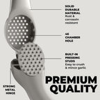 Zulay Kitchen Premium Garlic Press Set – Rust Proof & Dishwasher Safe Garlic Mincer Tool with Silicone Garlic Peeler & Brush, Easy Squeeze & Clean, Ergonomic Soft Grip Handle - Medium – Silver