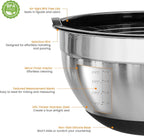 ROYDX Stainless Steel Mixing Bowls With BPA Free Airtight Lids &3 Grater Attachments,Non-Slip Bottoms- 33% Thick Metal Nesting Bowls for Mixing & Serving