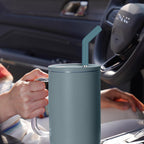 Tomorotec 6PCS Stainless Steel Straws with Silicone Tips Fit for Stanley 40oz Tumbler, 13-Inch Reusable Straw Set with Colorful Extenders & 2 Brushes, Compatible with Wide Mouth Cups (Dark Morandi)