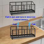 Large Kitchen Utensil Holder with Diatomite Base – Wall-Mountable Utensil Caddy with 4 Compartments – Fast-Drying Matte Black Utensil Organizer for Kitchen Countertop or Wall