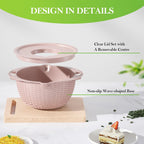 4-1 Strainer Bowl with Lid Set - Strainers and Colanders, Colander for Kitchen, Pasta Strainer, Fruit Cleaner, Veggie Wash, Funny Kitchen Present, Fruit Washing Bowl, Cooking Present for Women - Pink