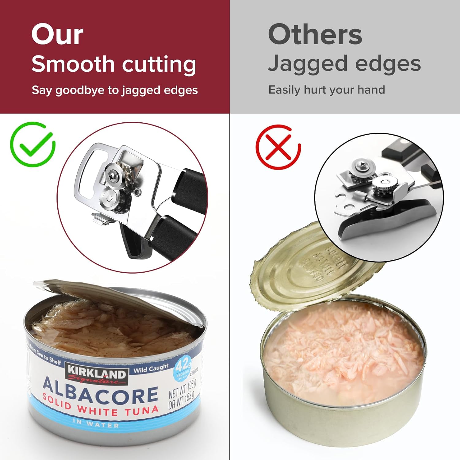 Can Opener Manual w/Magnet - Heavy Duty Hand Held Can Openers & Bottle Opener, Sharp Blade, Smooth Edge on Cans, Soft Grip Rubber Handle, Effortless Turn Knob for Seniors and Arthritis, Black