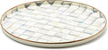 MACKENZIE-CHILDS Enamel Round Tray, Unique Serving Platter for Food and Drinks, Gray-and-White Sterling Check