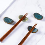 Ceramic Chopsticks Holder Chopstick Rest Spoon Fork Stand Holder Set of 6, Multicolour