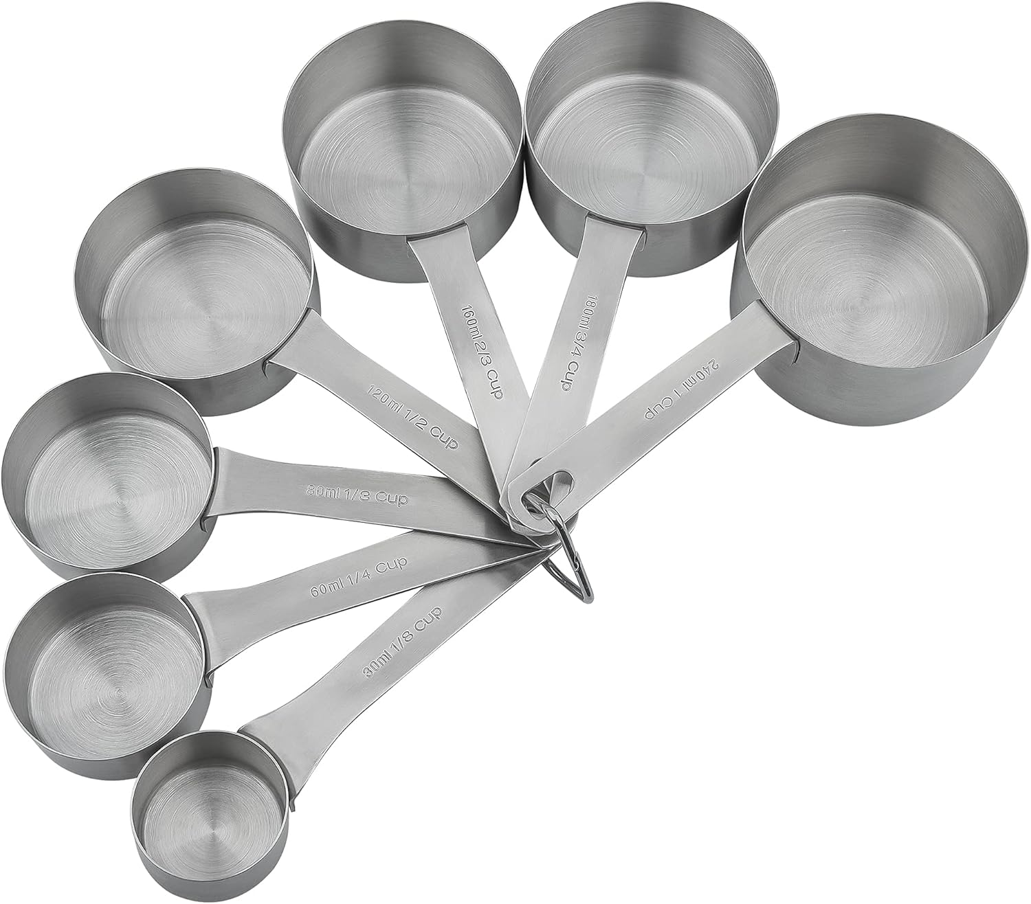 Measuring Cups and Spoons Set, Stainless Steel Measuring Cups, 18/8(304) Material Heavy Duty 7 Measuring cups and 8 Measuring Spoons 1 Leveler and 2 rings Pack 18pcs Per set