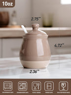 famiware Milkyway Sugar Bowl with Lid and Spoon, 10oz Ceramic Sugar Jar/Pot/Dispenser for Salt, Condiments, Spice, Seasonings, Sugar Container for Coffee Bar, Kitchen, and Countertop, Cinnamon Brown