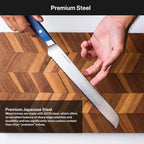 Misen Serrated Bread Knife – High-Carbon Japanese AUS8 Steel – Effortless Slicing of Bread, Pastries, and Fruits – Razor-Sharp Edge and Durable Blade with Ergonomic Handle - 8", Green