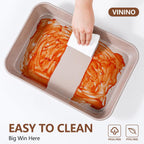 Vinino 6-Piece Baking Pans Set Nonstick, Bakeware Set includes Silicone Muffin, Loaf, Cake Pans with Metal Reinforced Frame. And includes Carbon Steel Roasting Pan, Cookie Sheet for Oven