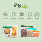 (re) zip 10-Pack Reusable Sandwich Lunch Bags | BPA-Free, Food Grade, Leakproof, Freezer Safe, Dishwasher Safe, Travel Friendly | 3.5 Cup / 28-Ounce | Aqua