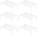iPEGTOP Set of 6 Large (15.7 x 9.4 Inch) Kitchen Cabinet Organizer Shelf, Wire Freezer Storage Shelves Rack, Rustproof Steel Metal Shelf Riser for Dish Plates Pantry Cupboard Organization, White