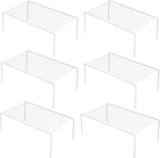 iPEGTOP Set of 6 Large (15.7 x 9.4 Inch) Kitchen Cabinet Organizer Shelf, Wire Freezer Storage Shelves Rack, Rustproof Steel Metal Shelf Riser for Dish Plates Pantry Cupboard Organization, White