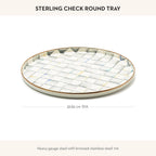 MACKENZIE-CHILDS Enamel Round Tray, Unique Serving Platter for Food and Drinks, Gray-and-White Sterling Check