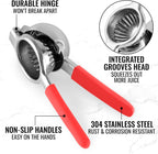 Zulay Lemon Squeezer Stainless Steel with Premium Heavy Duty Solid Metal Squeezer Bowl and Food Grade Silicone Handles - Large Manual Citrus Press Juicer and Lime Squeezer Stainless Steel (Red)
