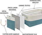 TheWarmHome Storage Bins for Shelves - Small 6 Pack 11.8x7.8x5.2 inch Sturdy Storage Basket W/Handles, Decorative Foldable Storage Baskets for Organizing Closet Nursery Toy(White & Green)