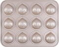 Muffin Cake Pan, Non-Stick 12-Cavity Chestnut-Shaped Bakeware for Oven Baking (Champagne Gold)