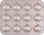 Muffin Cake Pan, Non-Stick 12-Cavity Chestnut-Shaped Bakeware for Oven Baking (Champagne Gold)