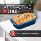 Nonstick Loaf Pan Set Pack of 4, Carbon Steel 11" Large Baking Bread Pan, Oven Safe Up to 450°F, PFOA, PFOS, PTFE Free, Space Saving Stackable Design, Stain Resistant, Dishwasher Friendly, Blue Marble