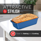 Nonstick Loaf Pan Set Pack of 1, Carbon Steel 11" Large Baking Bread Pan, Oven Safe Up to 450°F, PFOA, PFOS, PTFE Free, Space Saving Stackable Design, Stain Resistant, Dishwasher Friendly, Blue Marble